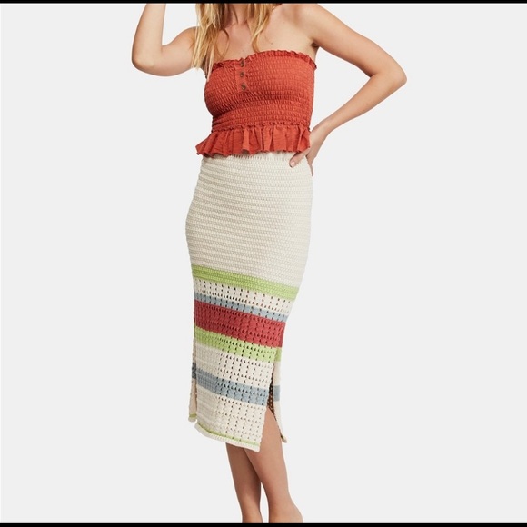 Free People Far From Here Midi Skirt X-Small NWT - Picture 4 of 8